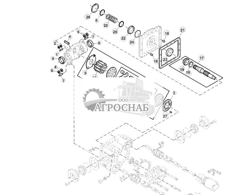 Компоненты гидравлического насоса для трансмиссии с кнопочным переключением передач, Final Tier 4, HillMaster™ (1 из 3) - ST867740 154.jpg